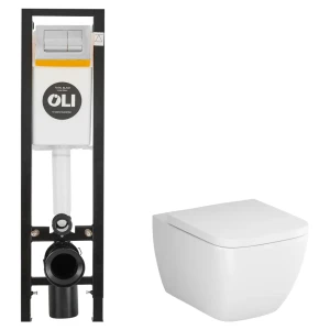 Комплект инсталляции Oli Quadra с безободковым унитазом AM.PM Gem