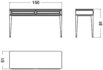 Прямоугольная консоль из дерева и мрамора CPRN HOMOOD Blue Moon ARCH-00103615 - Вид №2