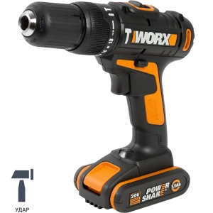 Дрель-шуруповерт аккумуляторная ударная Worx WX371.3, 20 В Li-ion 2x1.5 Ач