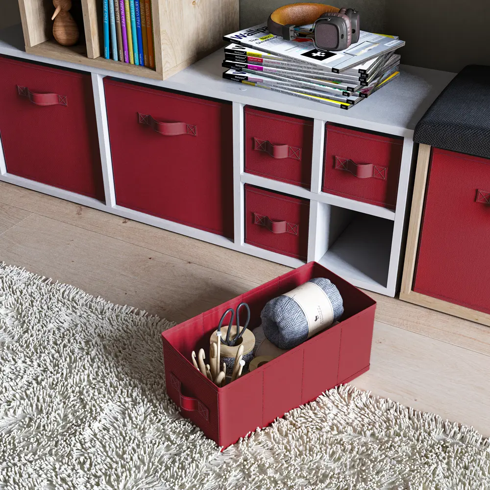 Короб Spaceo KUB 15x15x31 см 6.9 л полипропилен цвет тёмно-красный STLM-2096271