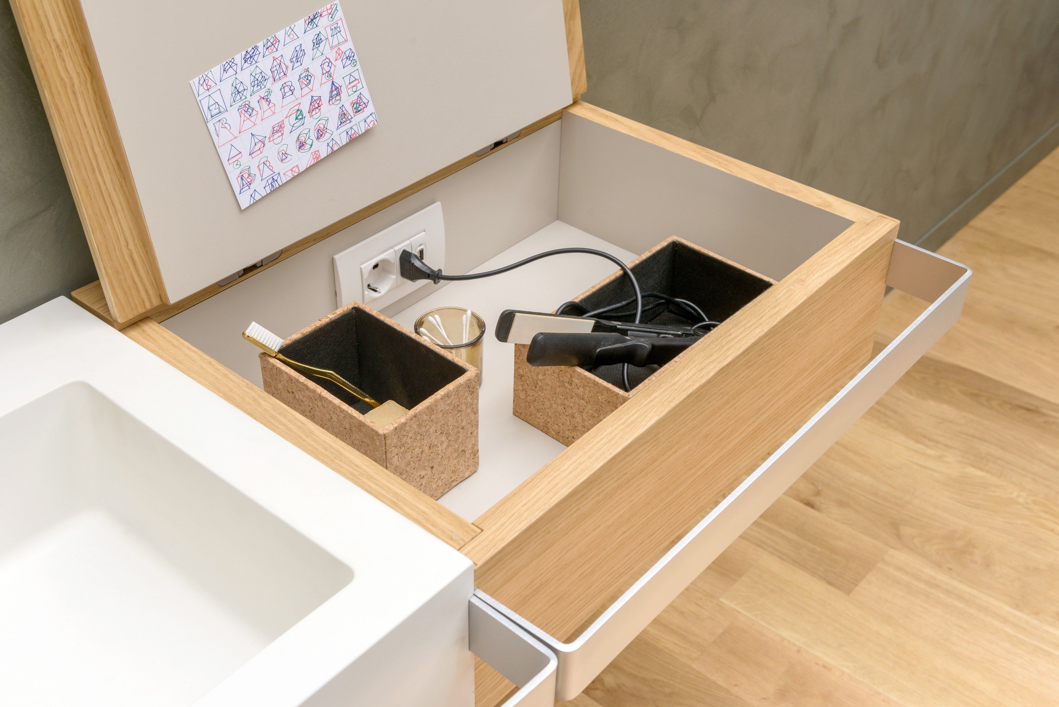 Деревянный подвесной шкаф для ванной комнаты EVER Life Design ссылка ARCH-00013059 - Вид №1