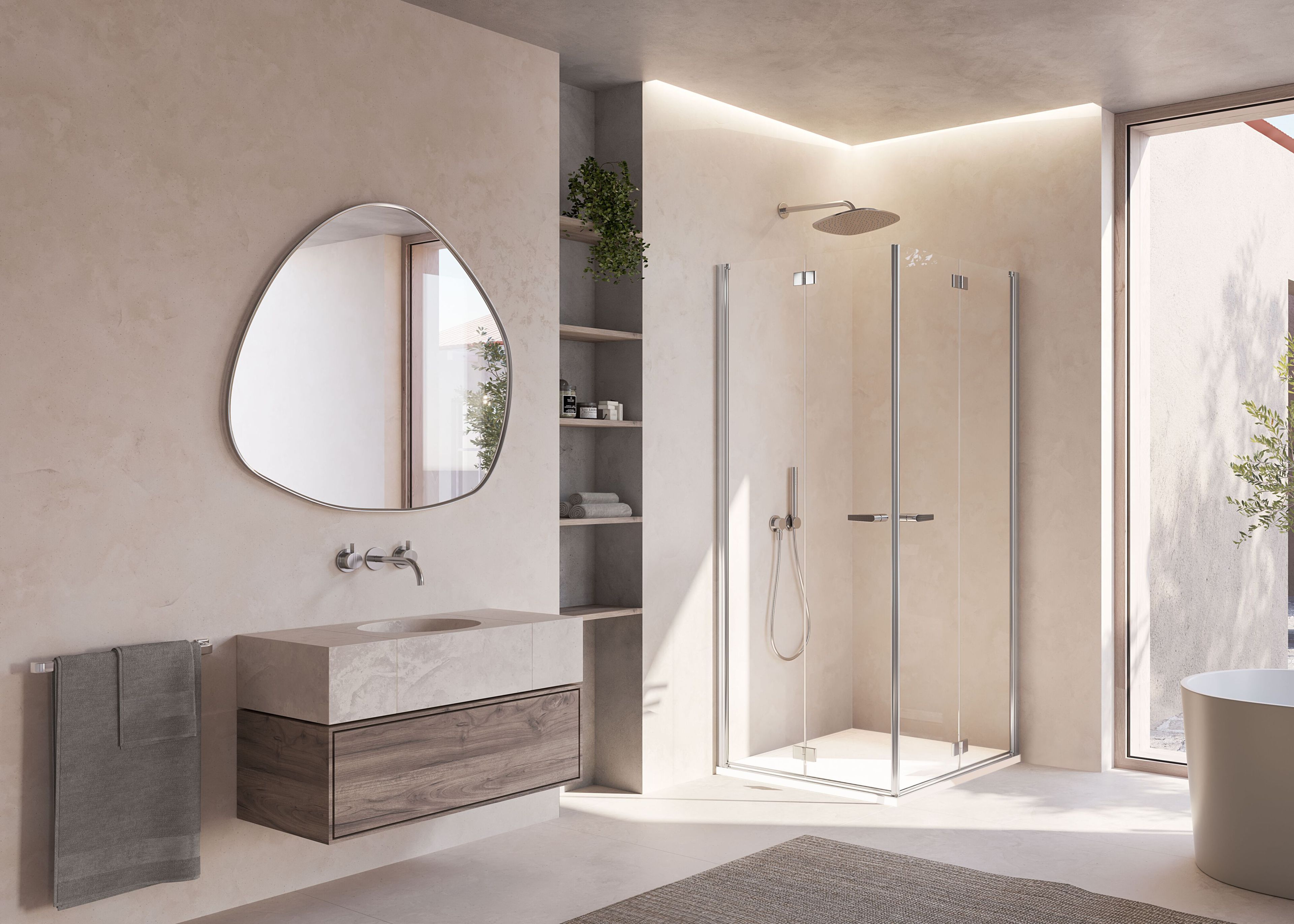 Угловая душевая кабина из хрусталя с распашной дверью DUKA Multi-S 4000 NEW ARCH-00110400 - Вид №2