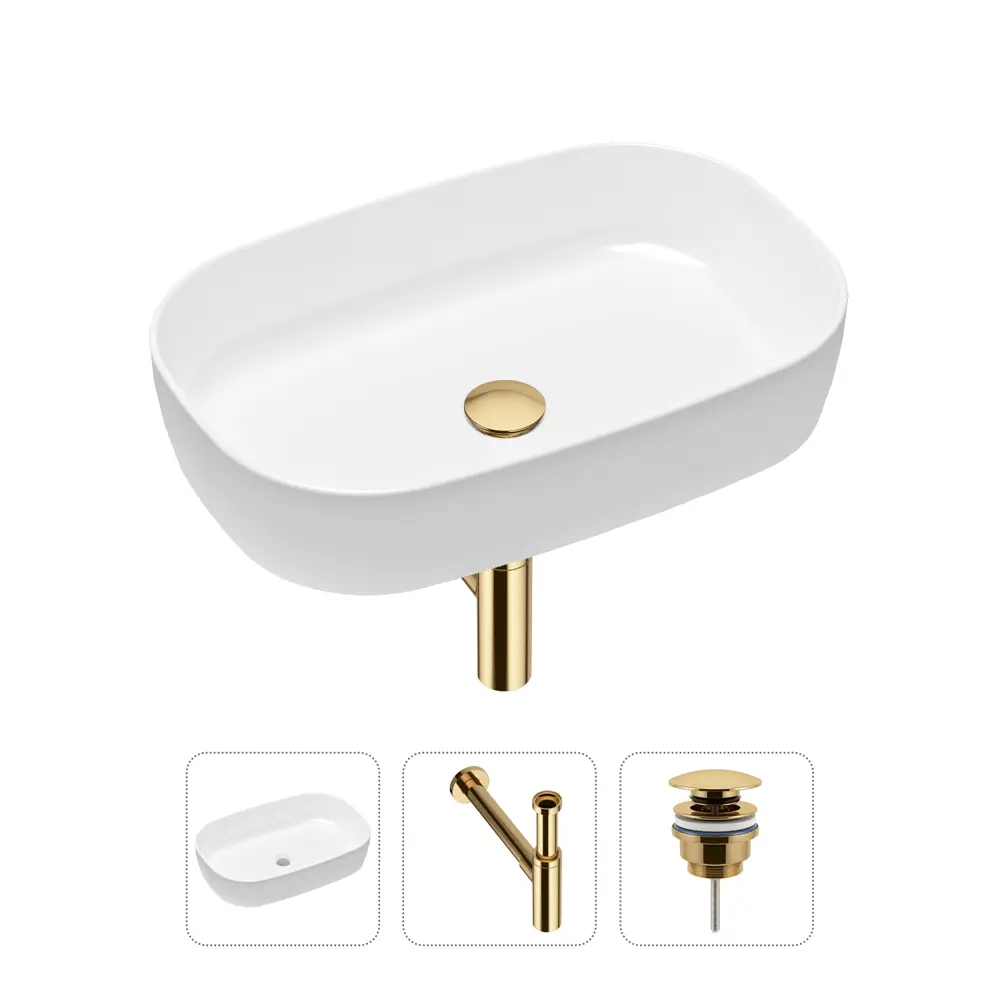 Накладная раковина Lavinia Boho Bathroom Sink Slim 21520094 фарфор 54 см с донным клапаном и металлическим сифоном