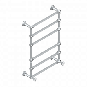 U9R-TWF6H2 Полотенцесушитель Традиционный каннелированный, 6 перекладин, 625 мм x 925 мм, водяной, с 2 декоративными крестовыми рукоятками Thg-paris Grand central с ручками-крестиками с белым ониксом Хром