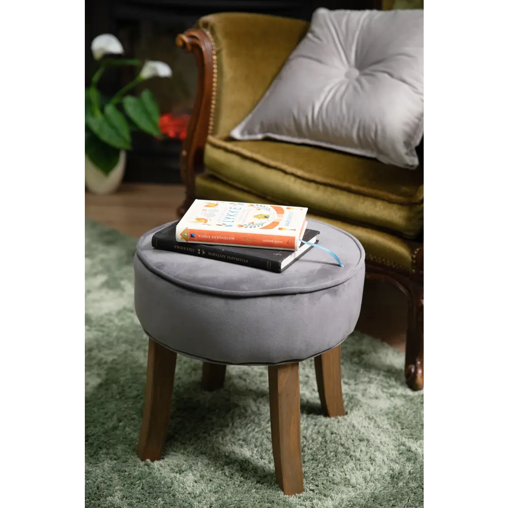 Табурет с мягкой обивкой цвет серый Atmosphera STLM-2051357 - Вид №2