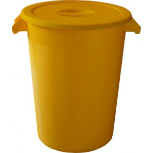 231224 DENOX Бак пластиковый желтый с крышкой с ручками 100 л. Желтый