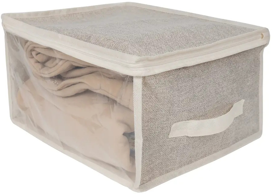 93705777 Короб для хранения ЕВРОГАРАНТ Linen 60x50x35 см цвет светло-серый STLM-0550444