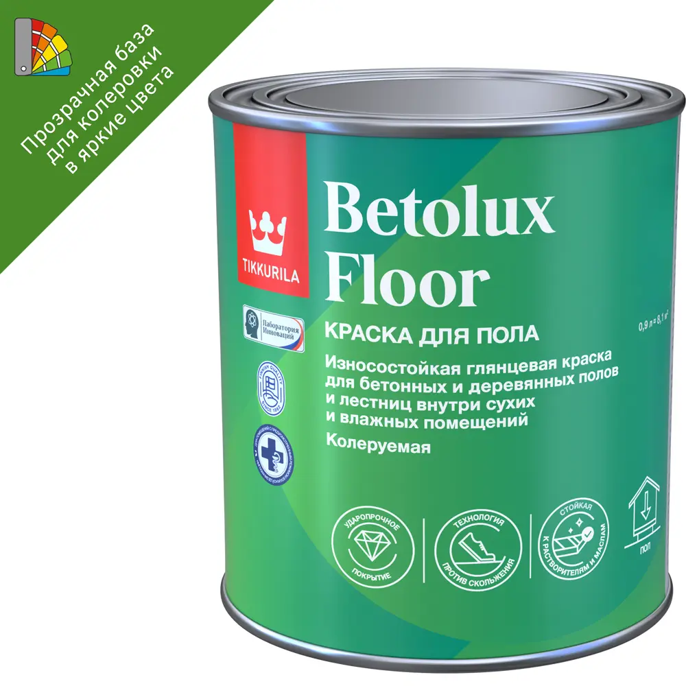 87660414 Краска для полов износостойкая Tikkurila Betolux Floor глянцевая прозрачная база С 0.9 л STLM-0852296