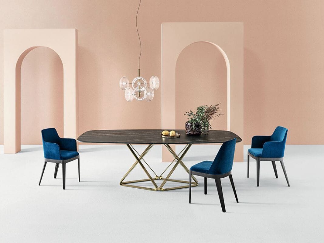 Обеденный стол из стали и дерева Bontempi Casa DELTA ARCH-00002489 - Вид №1