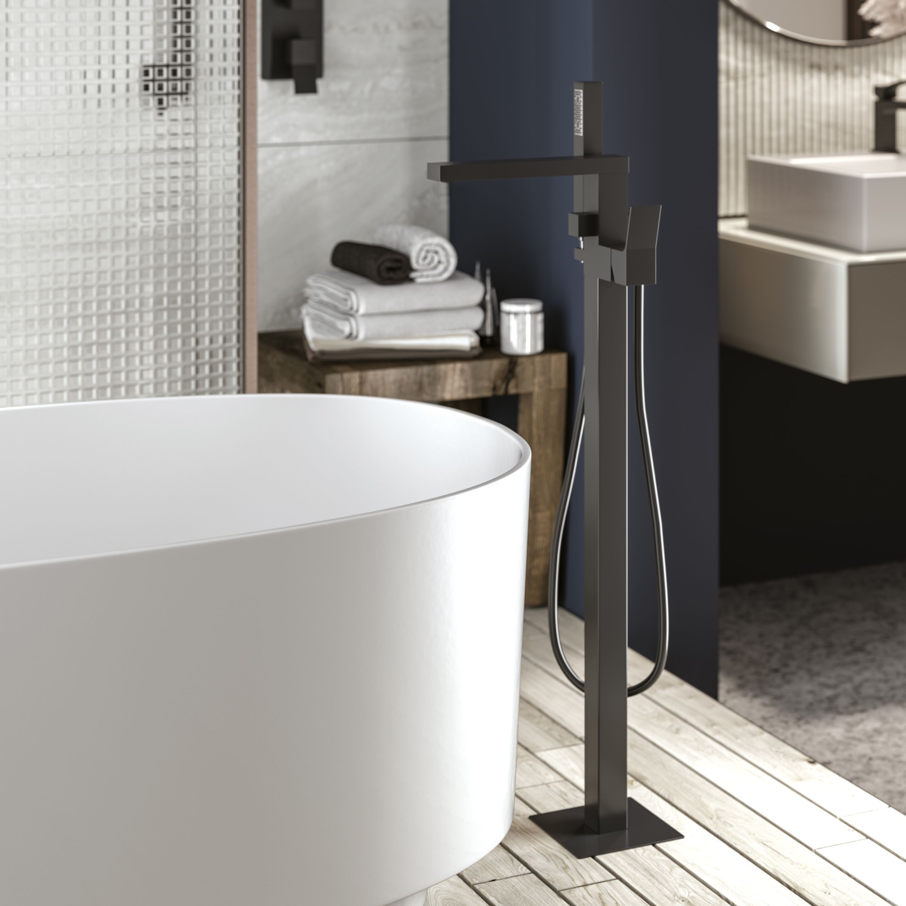 Смеситель для ванны из хромированной латуни Bossini Aki ARCH-00107023 - Вид №1