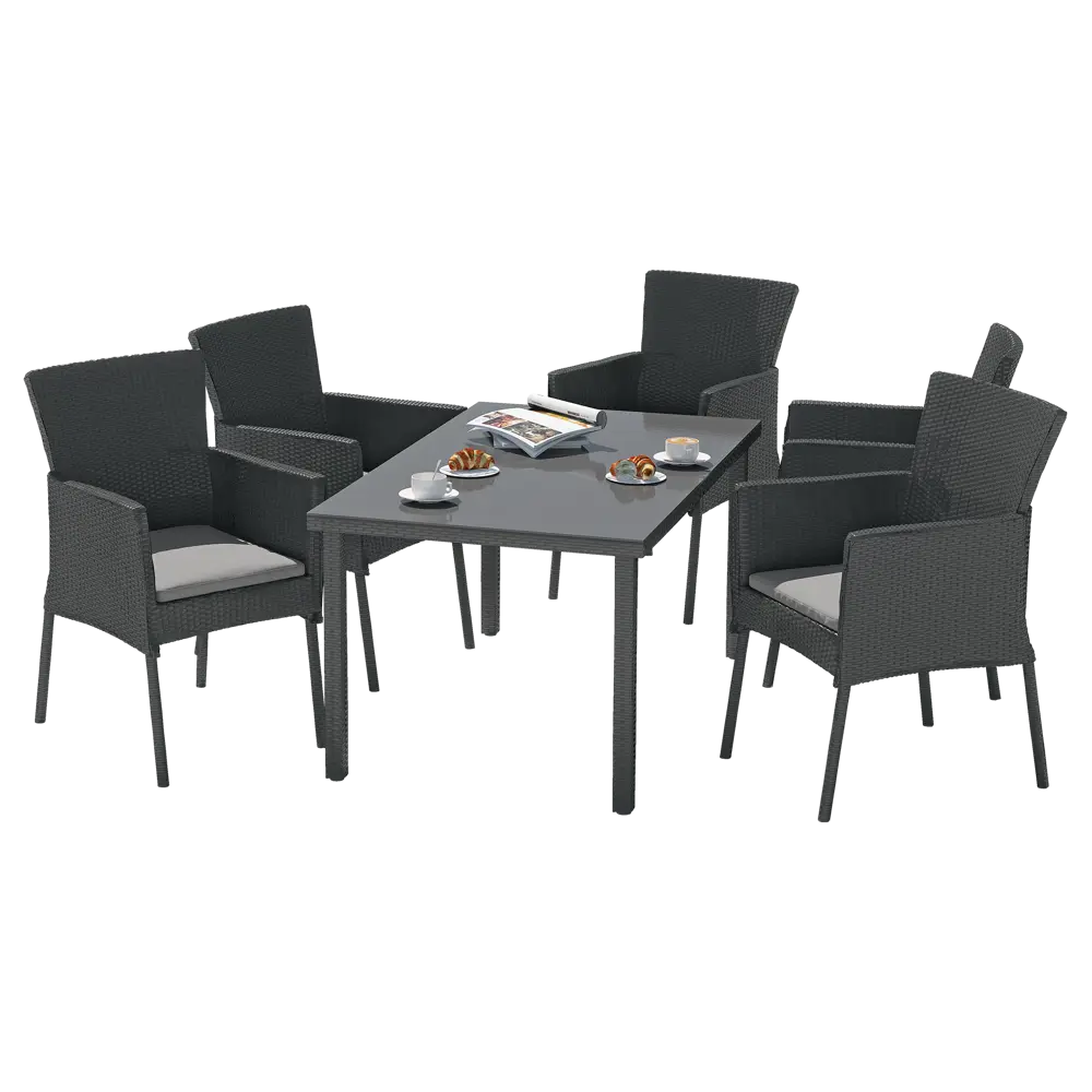 Кресло садовое Naterial Noa Fix 61.5x86x61.5 см искусственный ротанг серый/чёрный STLM-2023676 - Вид №10