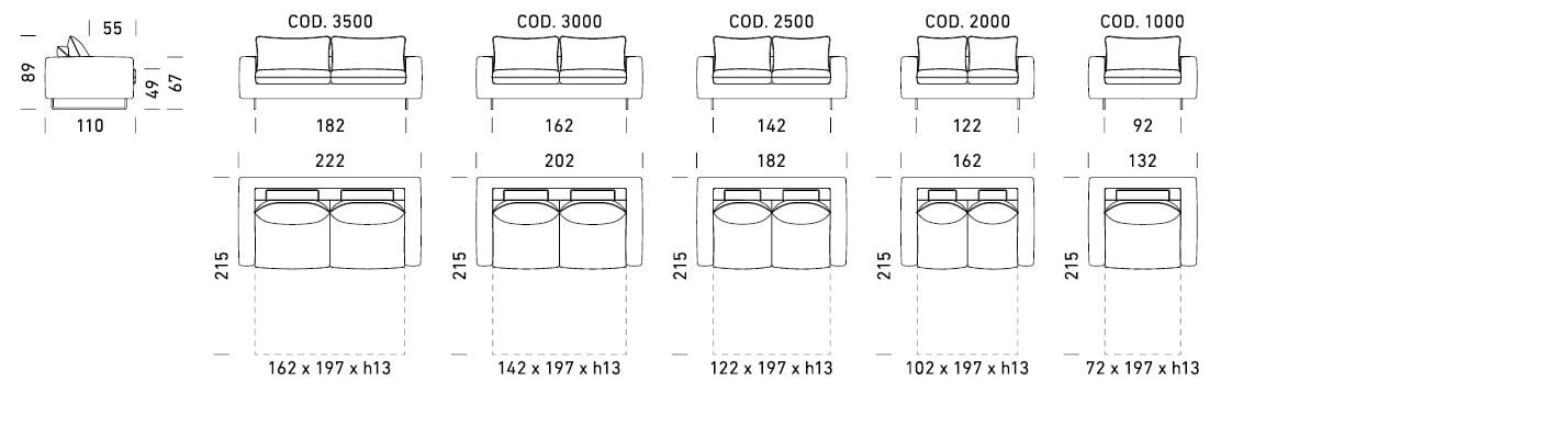 Ткань раскладной диван-кровать Dienne Salotti Views II ARCH-00082241 - Вид №5