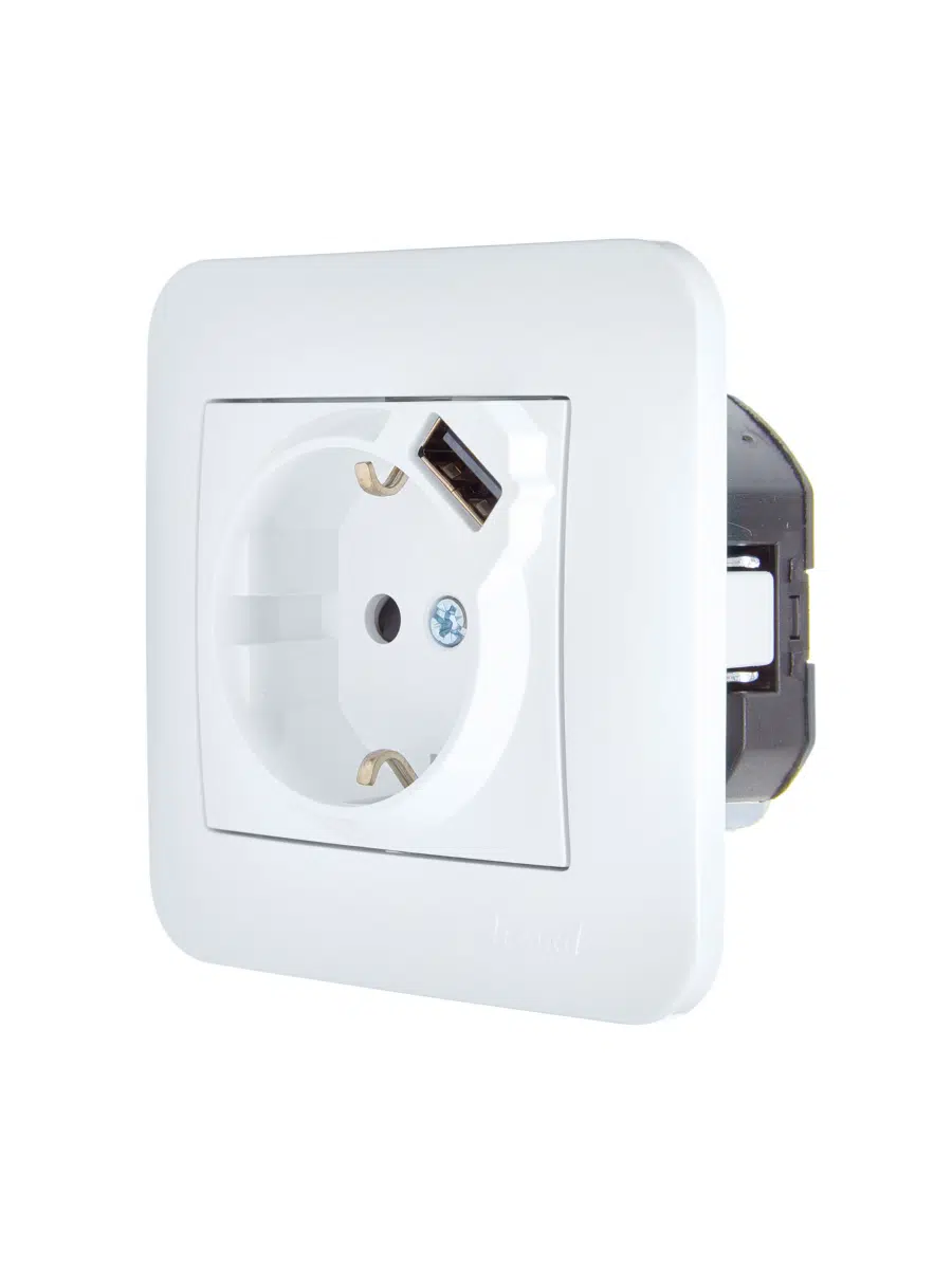 ASTI Розетка с/з + USB разъём белая LEZARD 7081-0202-181 - Вид №3