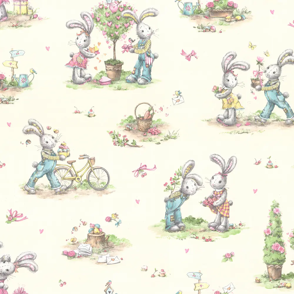 Обои флизелиновые Артекс Зайки бежевые 1.06 м 10490-02 STLM-2011117 - Вид №1
