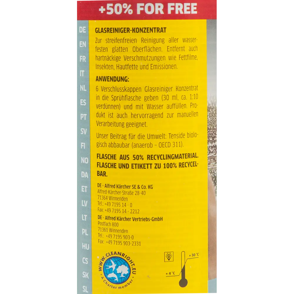 Средство для очистки стёкол автомобиля Karcher RM 500, 0.75 л STLM-2170752 - Вид №2