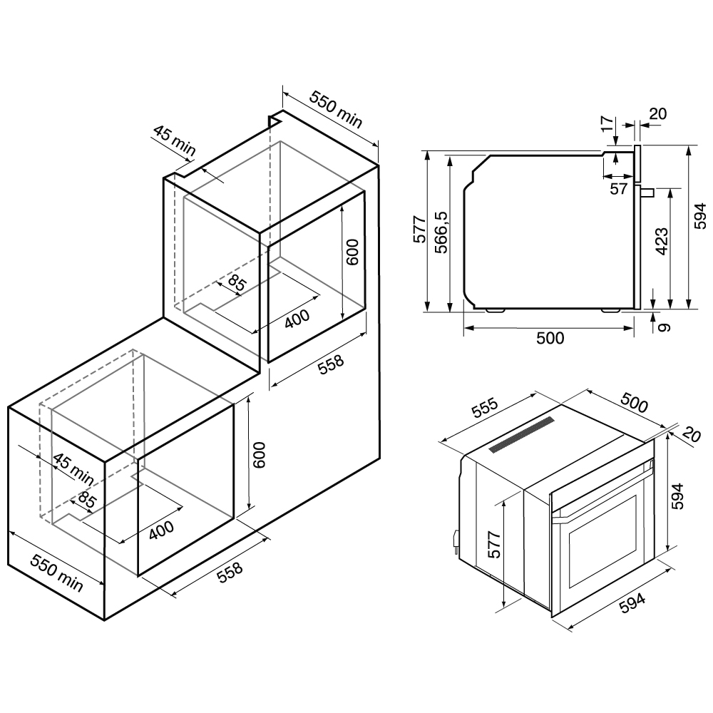 9013382 Электрический духовой шкаф KRONA ADRIANO 60 BL G2 черный KRONA1 STDN-0130488 - Вид №10