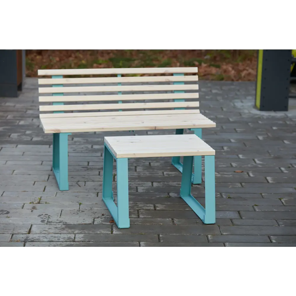 Скамья садовая Summer 120x61.5x77 см металл/дерево белый/голубой Santreyd STLM-2141209 - Вид №4