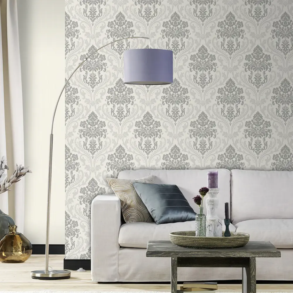 Обои флизелиновые Inspire Carolyn-Verona бело-серые 1.06 м 968606 STLM-2163946 - Вид №2