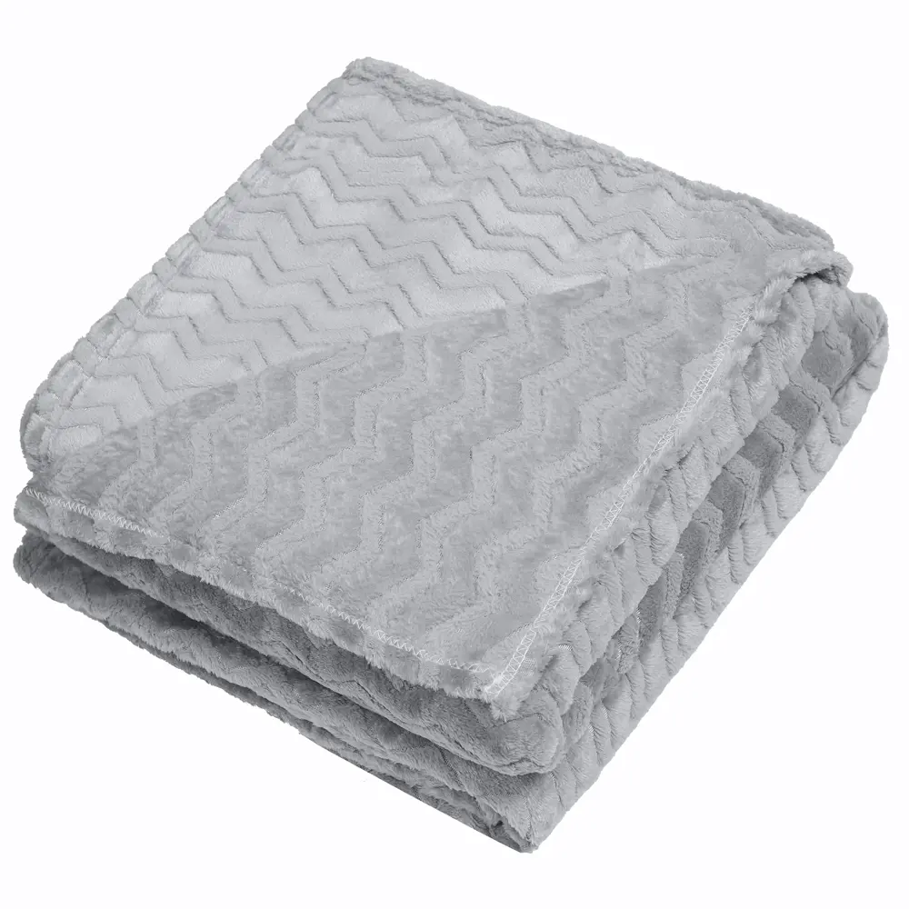 Плед Зигзаг 200x220 см фланелевый цвет серый TEXREPUBLIC STLM-2204680