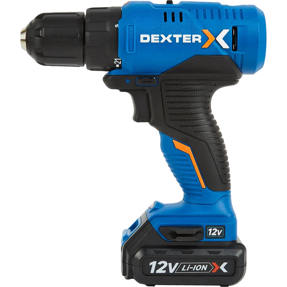 Дрель аккумуляторная Dexter 5, 12 В Li-ion 2x2 Ач STLM-2167307 - Вид №1