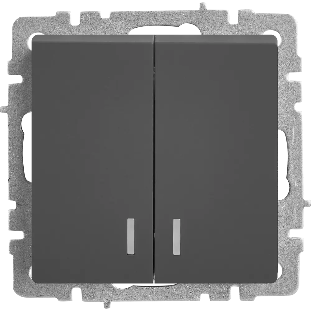 Выключатель IEK Brite с индикацией: 2 клавиши, матовый графит 87761724 STLM-1326937 - Вид №1