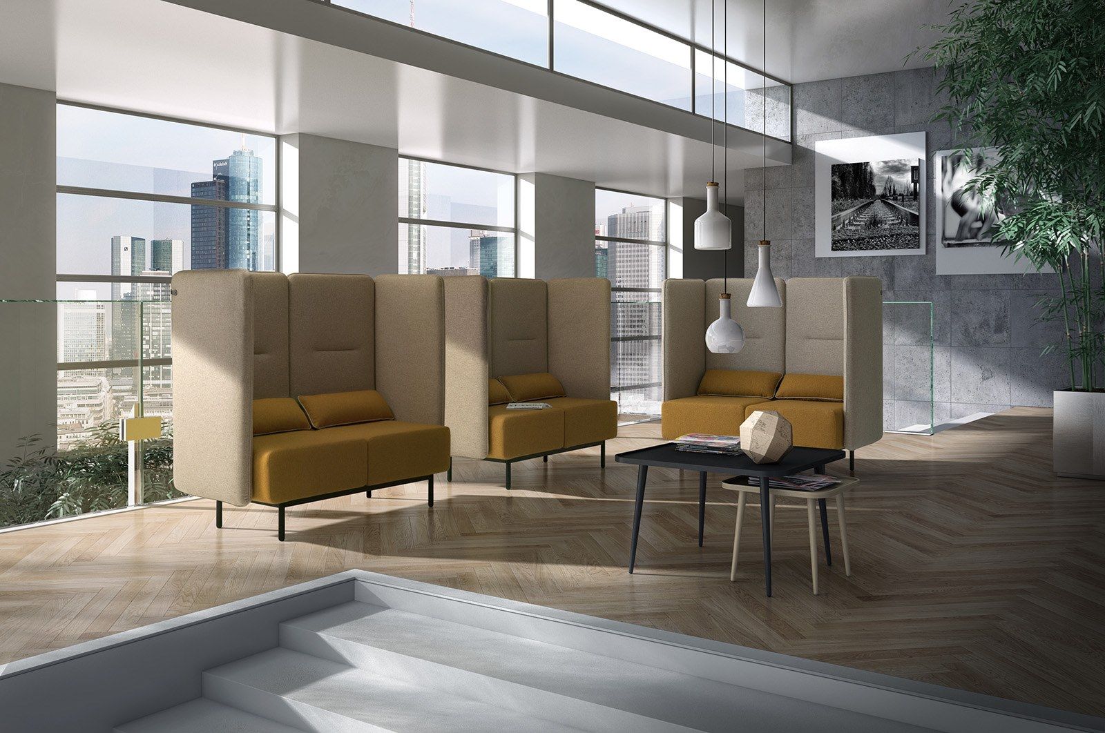 3-местный огнестойкий тканевый диван с USB-разъемом Leyform Around ARCH-00129792 - Вид №1