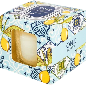 Свеча ароматическая в стакане Sandal синяя 6 см