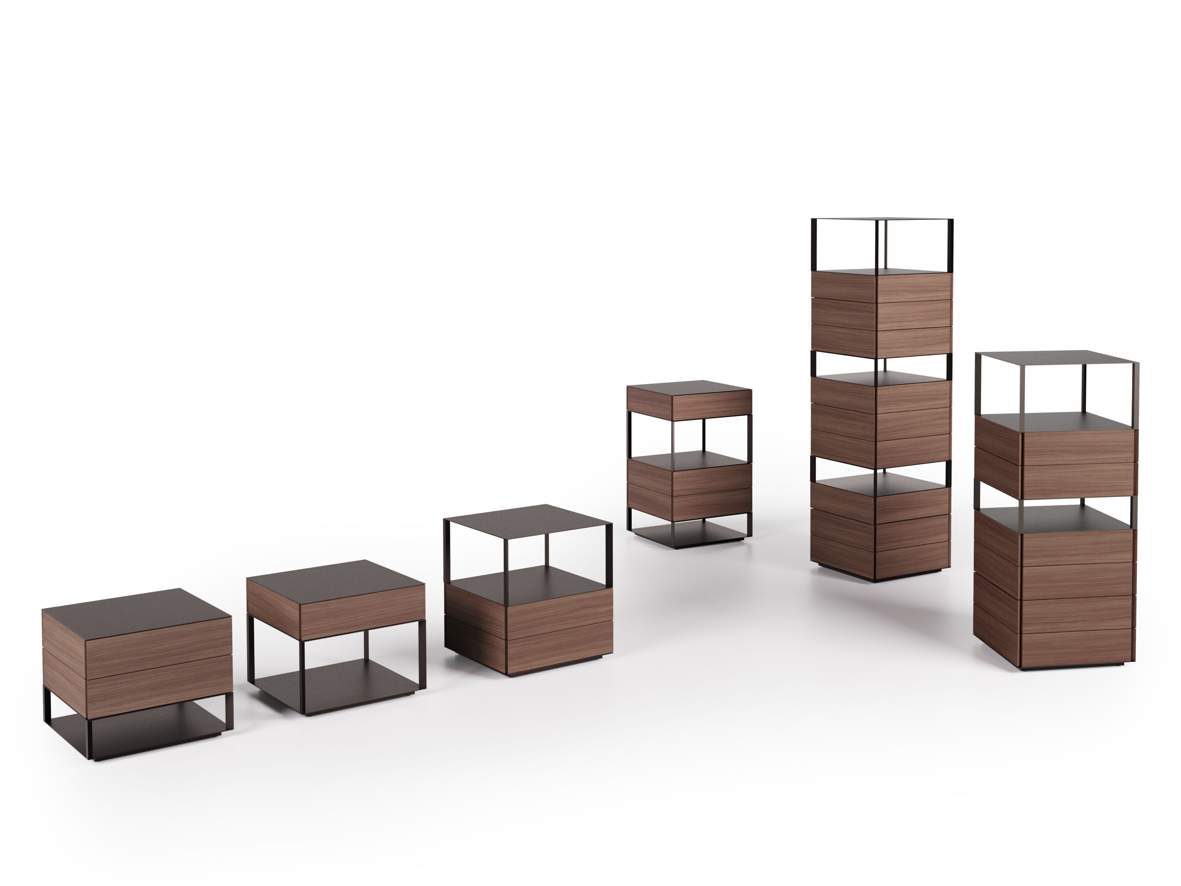 Стальная и деревянная квадратная прикроватная тумбочка с ящиками Living Divani Halfsquare ARCH-00012369