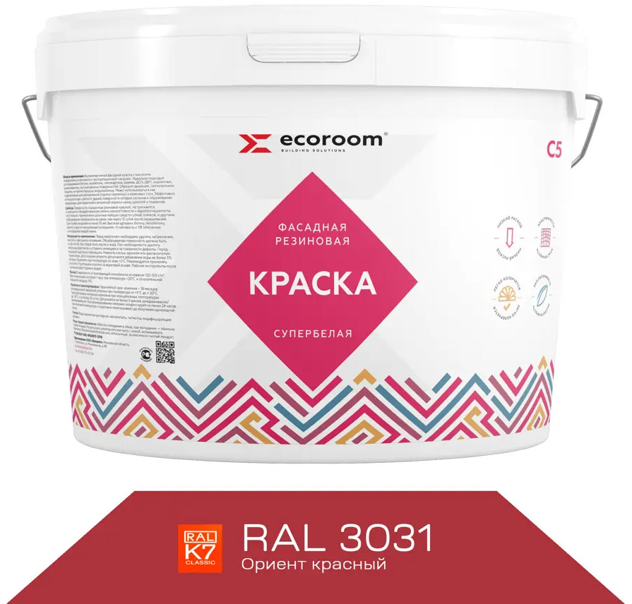 90998328 Краска резиновая фасадная ECOROOM ERC-24-3031 цвет ориент 10 л STLM-0853119