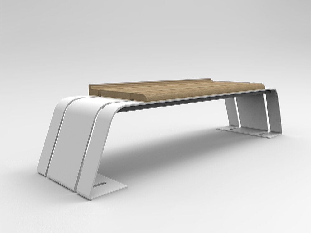 Стальная и деревянная скамья без спинки CITYSì Ash ARCH-00081521 - Вид №2