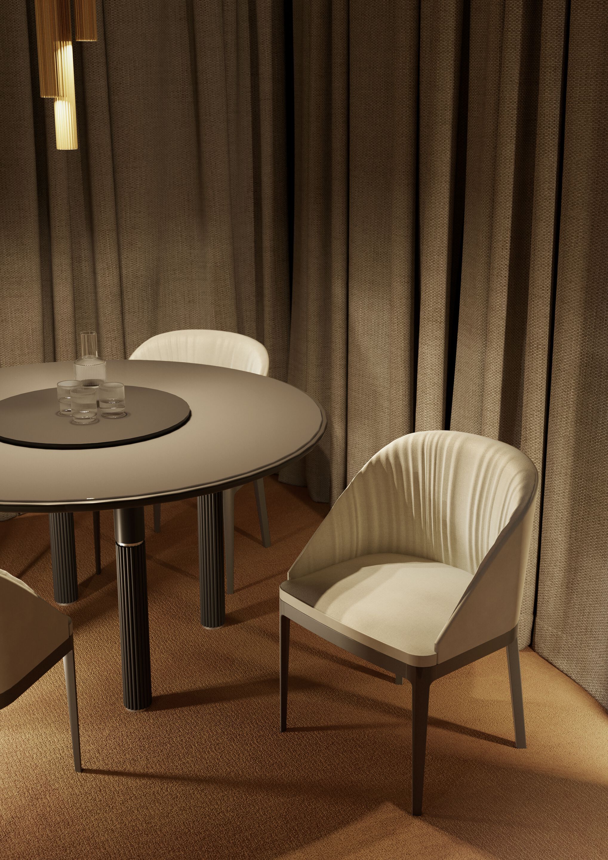 Круглый деревянный стол с Lazy Susan BBB COSIMO ARCH-00080839 - Вид №3