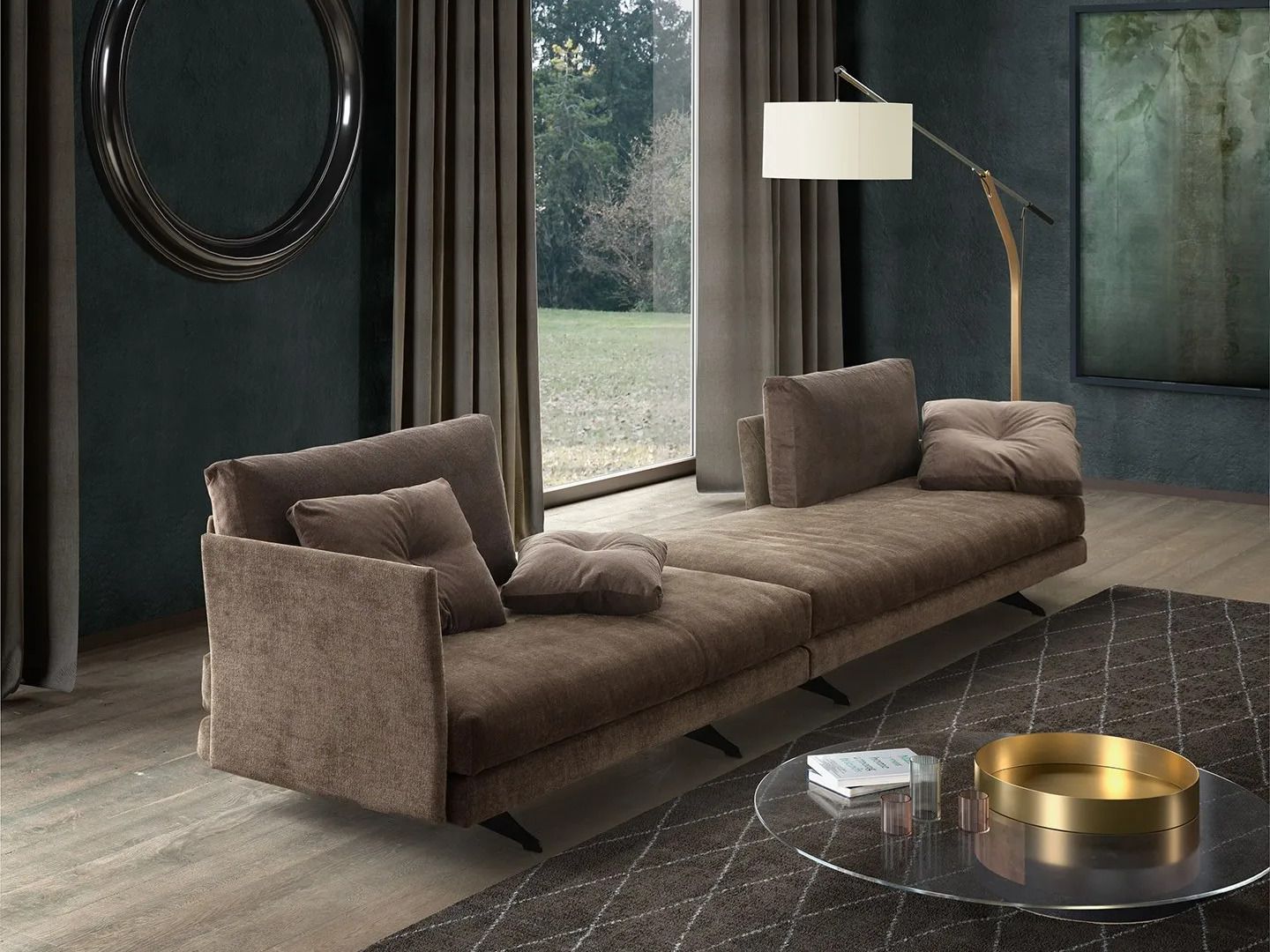 Бархатный секционный угловой диван VALENTINI камень ARCH-00067648 - Вид №11