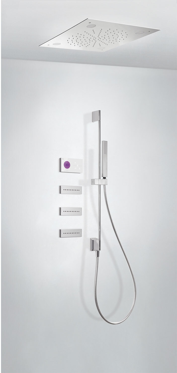 SHOWER TECHNOLOGY Kit de grifo termostático electrónico empotrado de 3 vías Shower Technology Blue Edition con Cromoterapia para-09286309 TRES