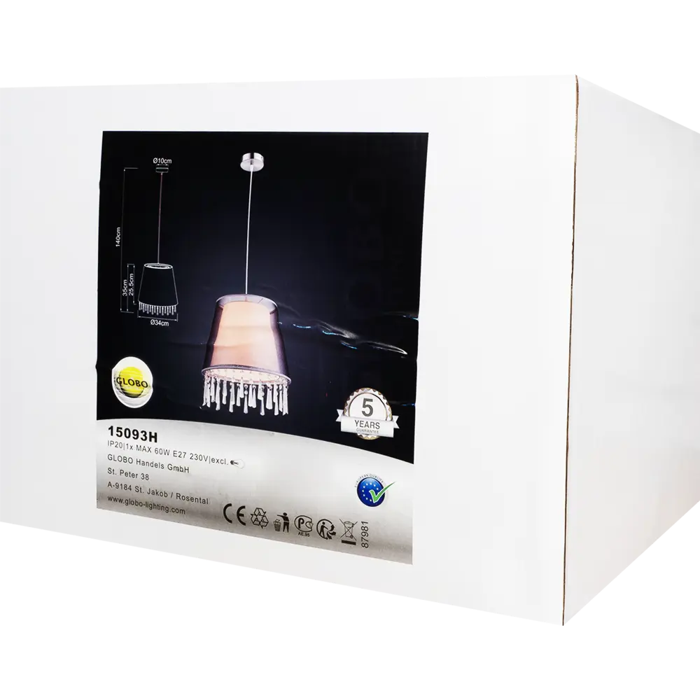 Подвесной светильник 15093H 1хЕ27х60 Вт цвет никель/чёрный Globo STLM-2089452 - Вид №6