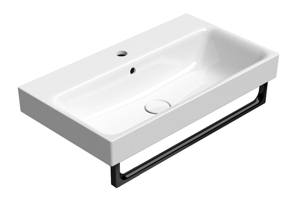 Керамическая прямоугольная подвесная раковина с держателем для полотенец GSI ceramica Nubes ARCH-00151425 - Вид №6