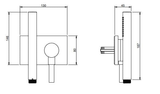 Латунный утопленный термостатический набор для душа с ручным душем Rubinetterie Treemme Watt ARCH-00055815 - Вид №3