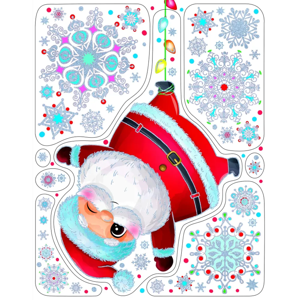 Наклейки новогодние Веселый Дед Мороз 30х38 см Santreyd STLM-2166298 - Вид №1