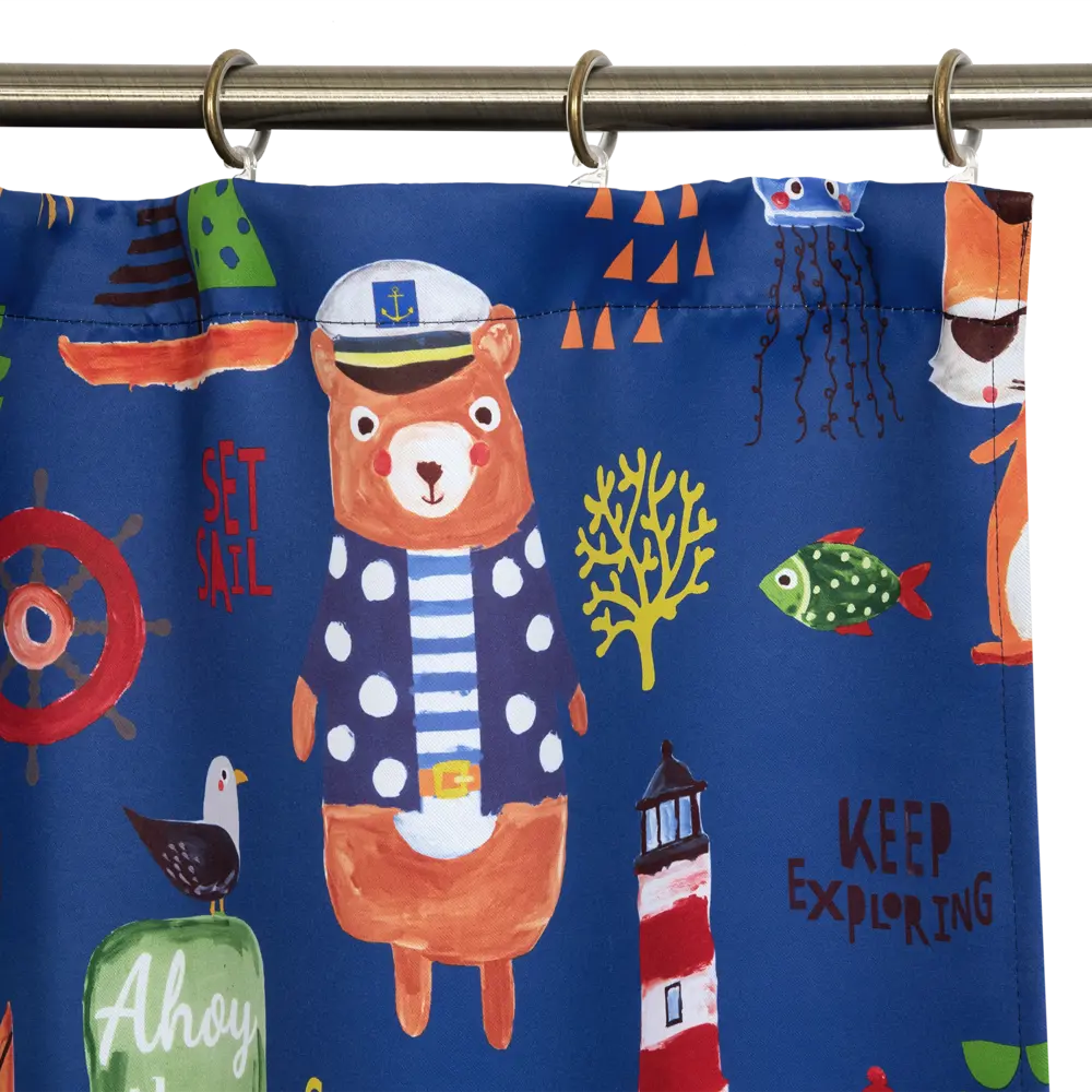 Штора на ленте «Пираты» 145х260 см цвет синий SEASONS STLM-2211762 - Вид №2