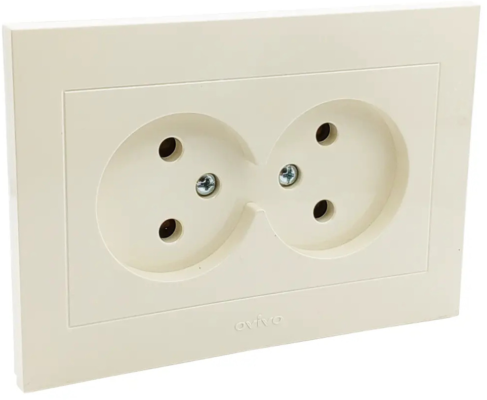 90802114 Розетка двойная встраиваемая Ovivo Grano 400-020300-908 цвет кремовый STLM-0388888