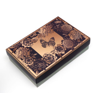 Коробка подарочная крышка-дно сборная "Золотые цветы" 30х20х7 см ПАРУС ПАК