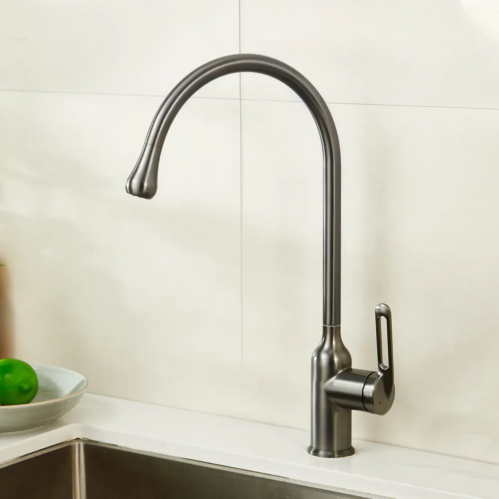 Кухонный смеситель Haiba с поворотным изливом в цвете оружейная сталь 89396808 STLM-1575850