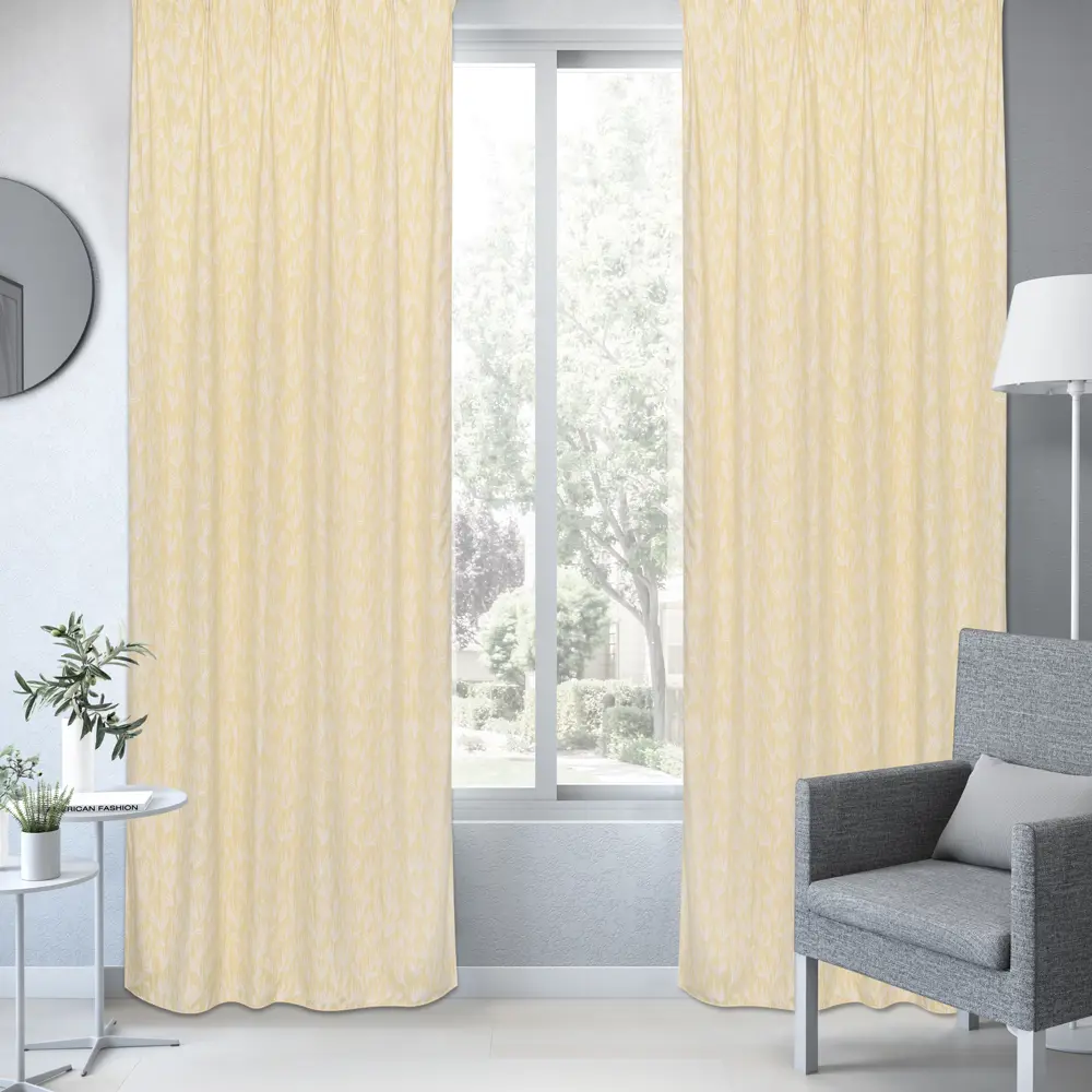 Штора на ленте Fern 160x260 см цвет жёлтый 82922201 STLM-2055380 INSPIRE  - Вид №1