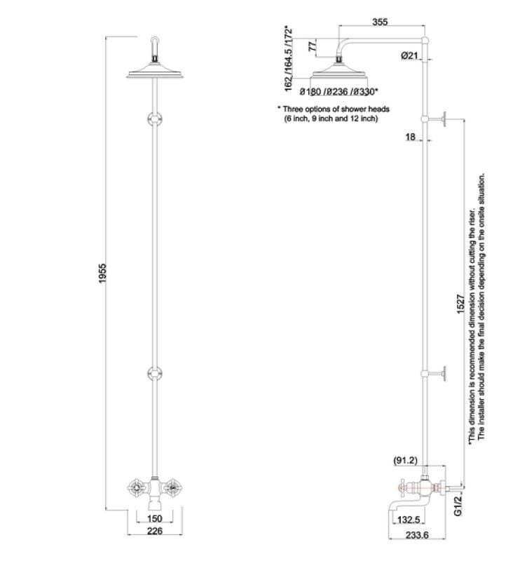 Термостатический набор для душа с 2 отверстиями Burlington TAY ARCH-00073929 - Вид №2