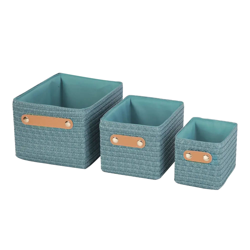 Набор корзин Sensea Paille 19x16x24.5 см цвет бирюзовый 3 шт STLM-2148755