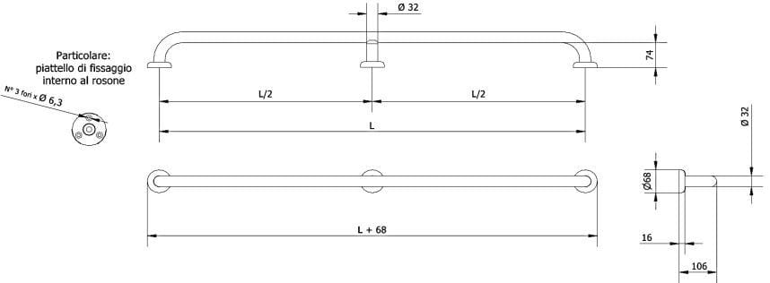 Поручни и поручни с горизонтальными настенными креплениями Thermomat окрашенная ARCH-00030123 - Вид №2
