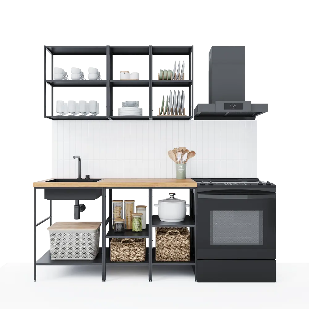 Кухонный гарнитур 140x60 см Вельга цвет черный KONSENSA STLM-2164699