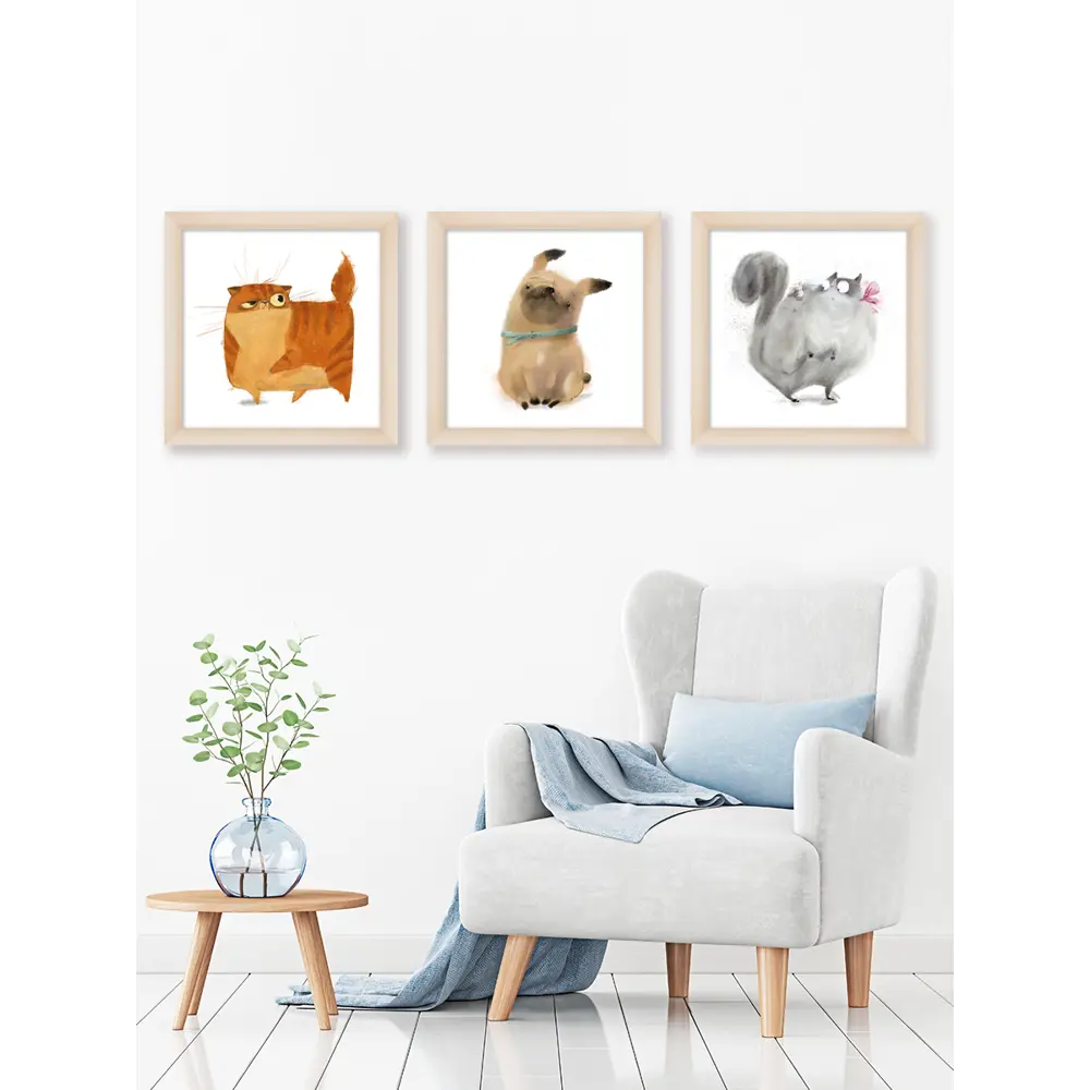 Модульная картина Домашние питомцы 40x40 см 3 шт POSTERMARKET STLM-2210786 - Вид №4