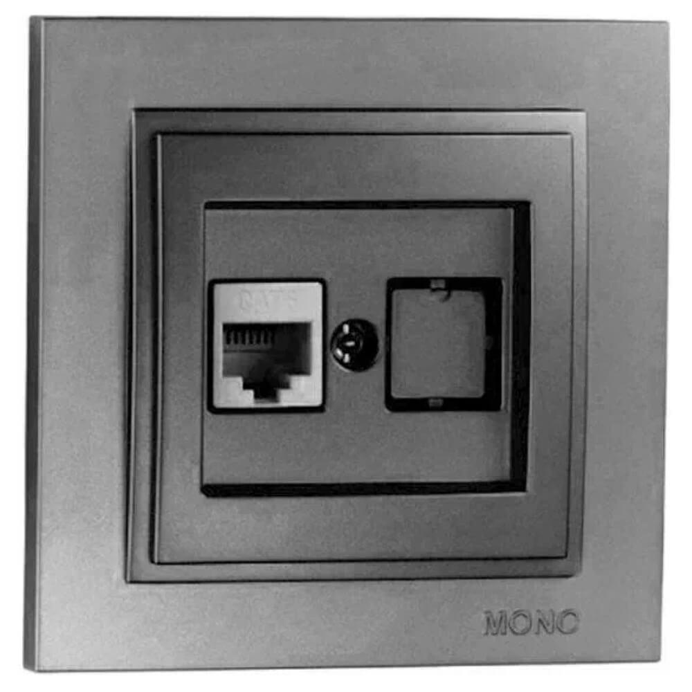 102-242405-125 Розетка компьютерная антрацит Mono Electric Despina