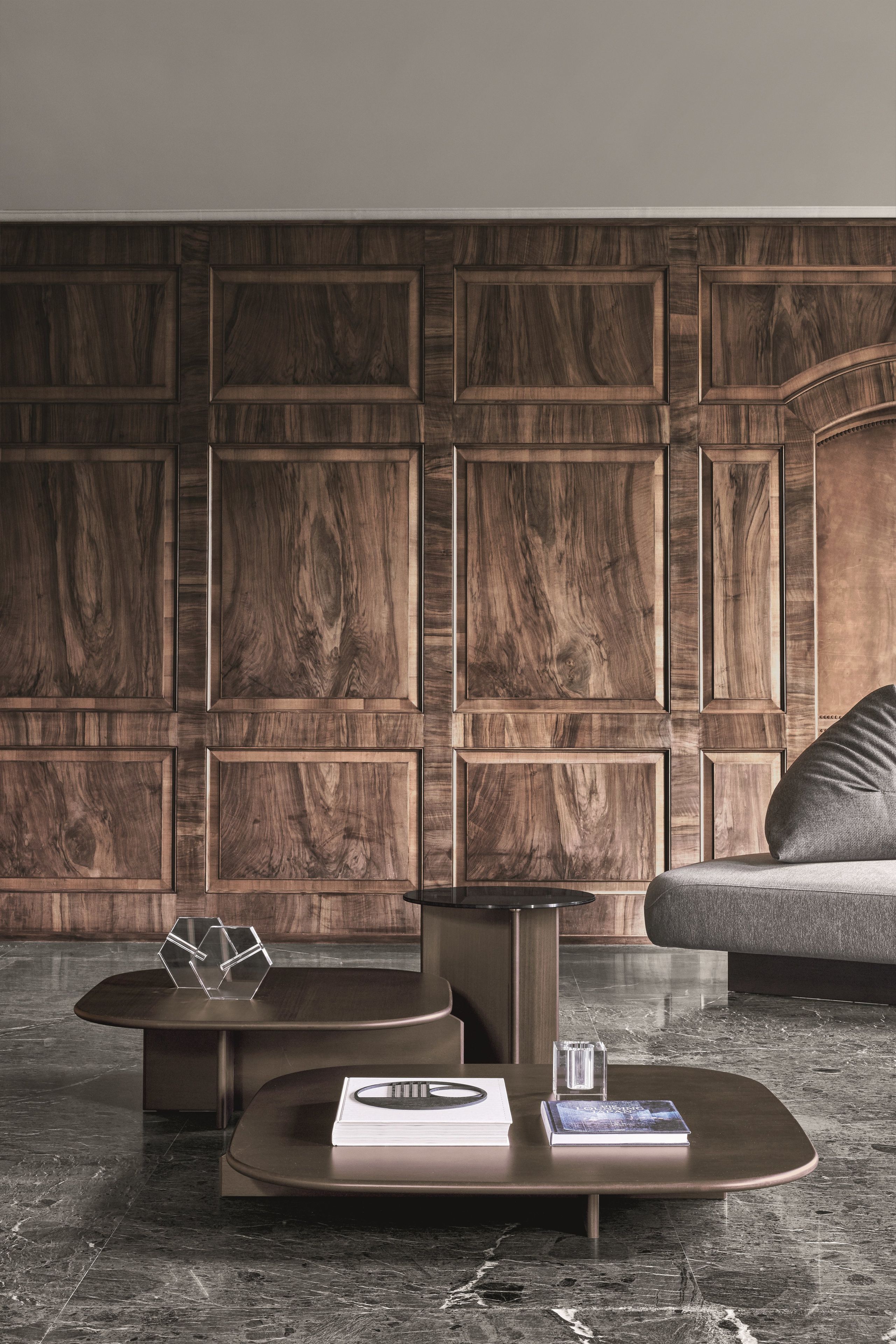 Круглый деревянный и стеклянный журнальный столик Ditre Italia POLYURA ARCH-00131890 - Вид №1