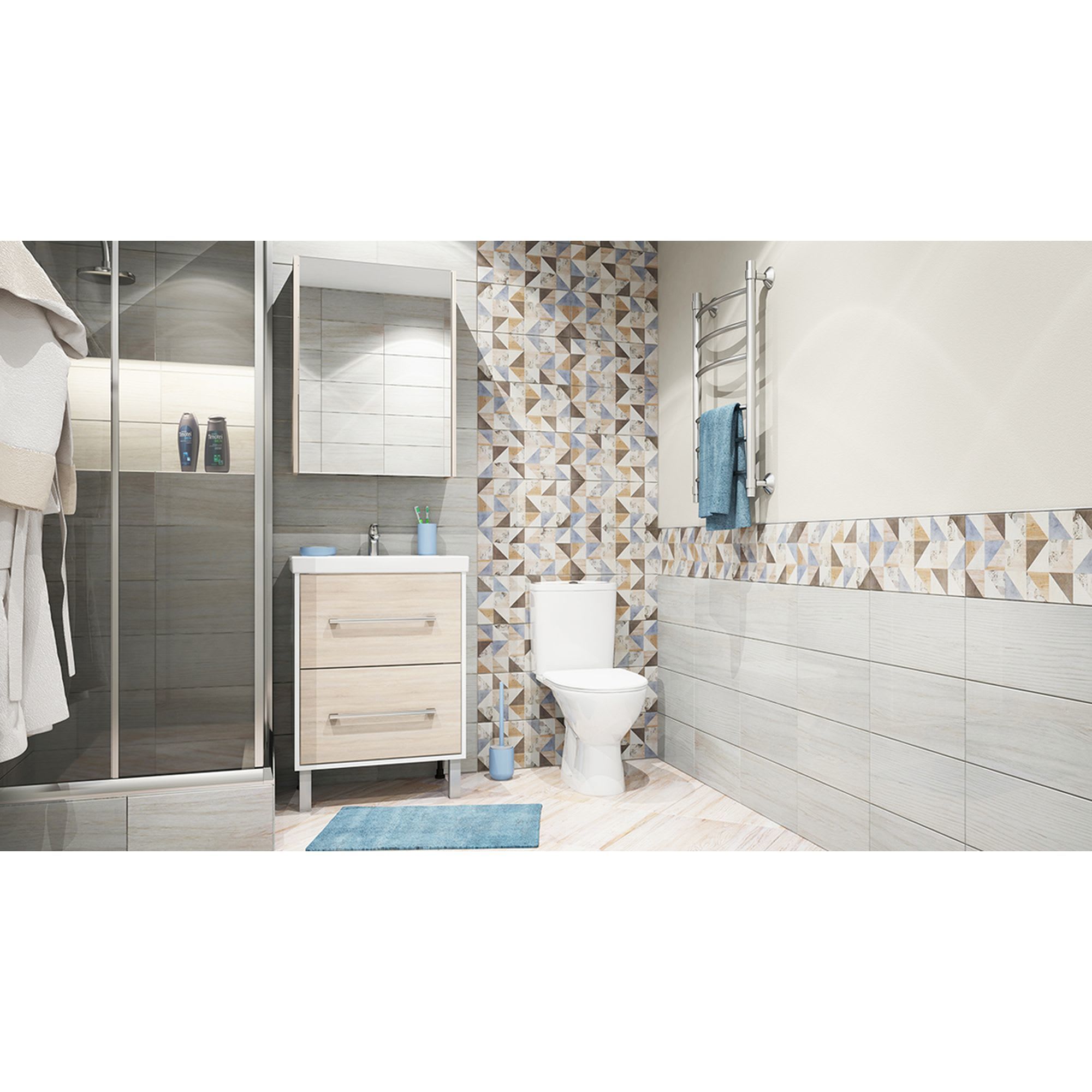 18527193 Шкаф зеркальный « 60» цвет бежевый Экко Santreyd  - Вид №3